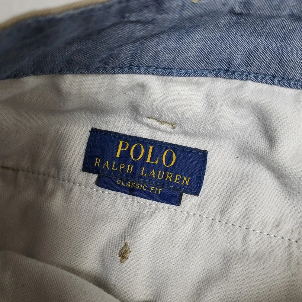 Polo Ralph Lauren Men Classic Fit Tan Khaki Chino Shorts Size 46 46G 100% Cotton